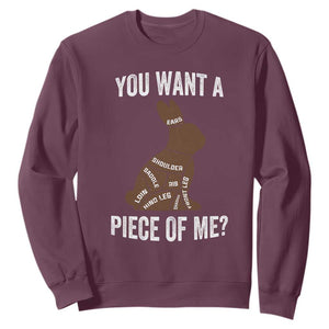 Funny You Want A Piece Of Me Sweatshirt Chocolate Easter Bunny TS11 Maroon Print Your Wear