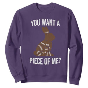 Funny You Want A Piece Of Me Sweatshirt Chocolate Easter Bunny TS11 Purple Print Your Wear