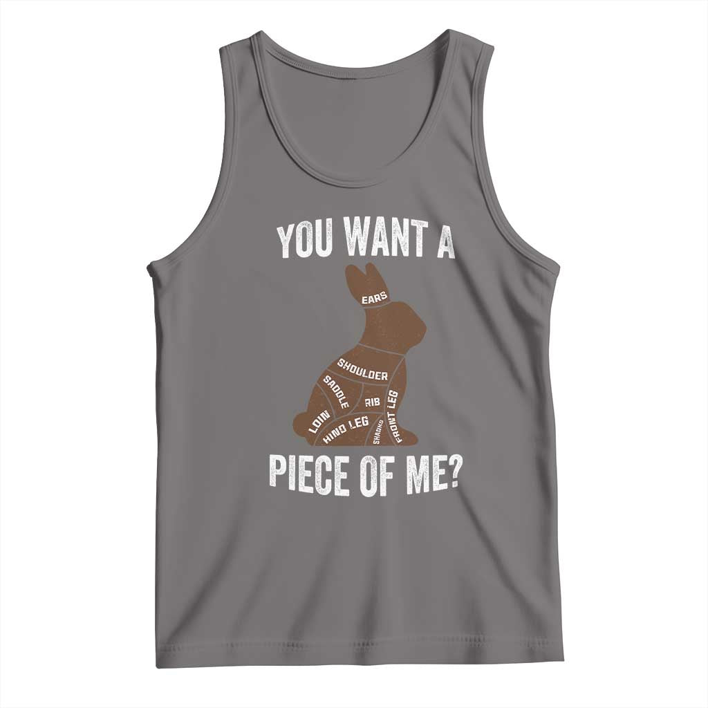 Funny You Want A Piece Of Me Tank Top Chocolate Easter Bunny TS11 Deep Heather Print Your Wear