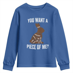 Funny You Want A Piece Of Me Youth Sweatshirt Chocolate Easter Bunny TS11 Royal Blue Print Your Wear