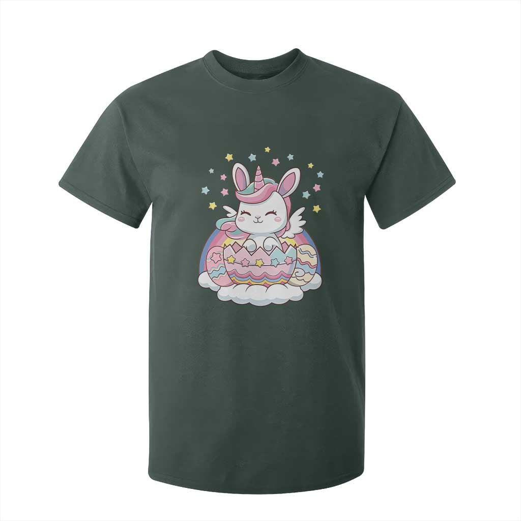 Funny Easter Unicorn Bunny Easter Eggs T Shirt For Kid TS11 Dark Forest Green Print Your Wear
