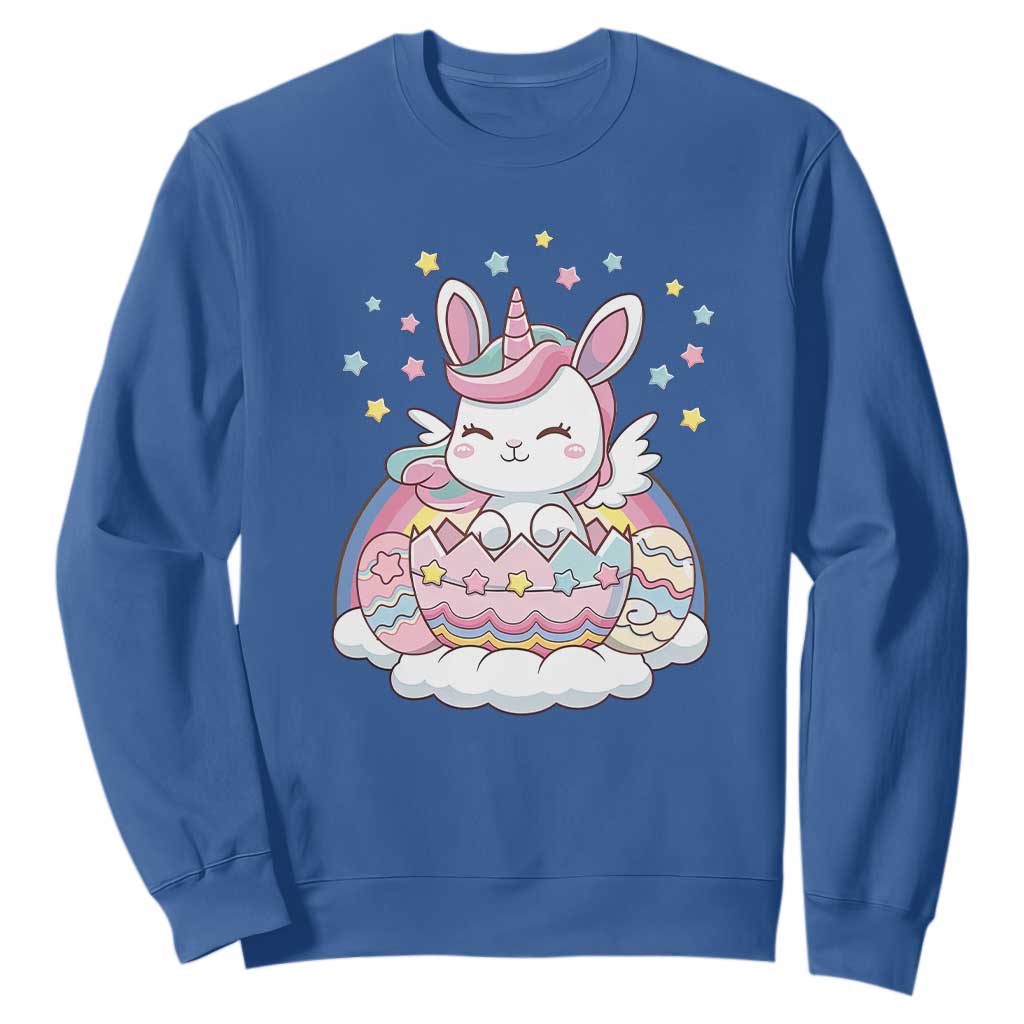 Funny Easter Unicorn Bunny Easter Eggs Sweatshirt TS11 Royal Blue Print Your Wear