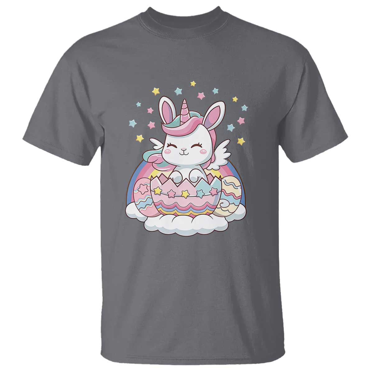 Funny Easter Unicorn Bunny Easter Eggs T Shirt TS11 Charcoal Print Your Wear
