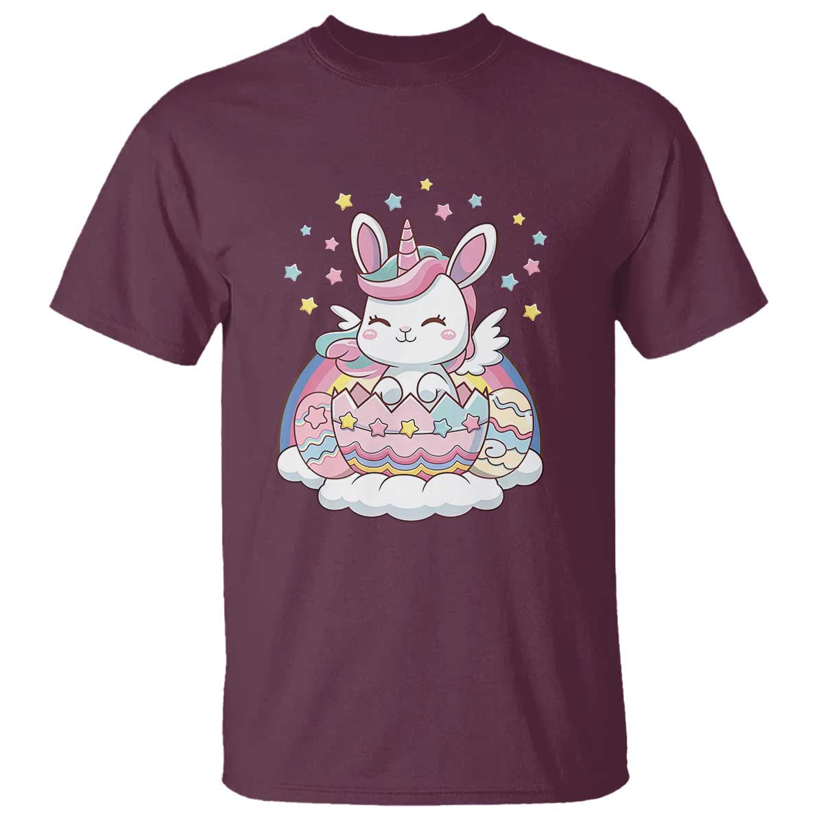 Funny Easter Unicorn Bunny Easter Eggs T Shirt TS11 Maroon Print Your Wear