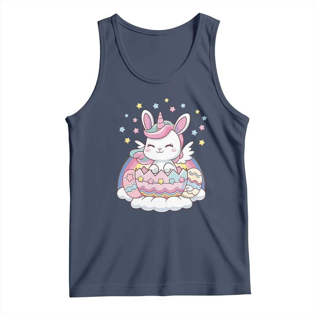 Funny Easter Unicorn Bunny Easter Eggs Tank Top TS11 Navy Print Your Wear