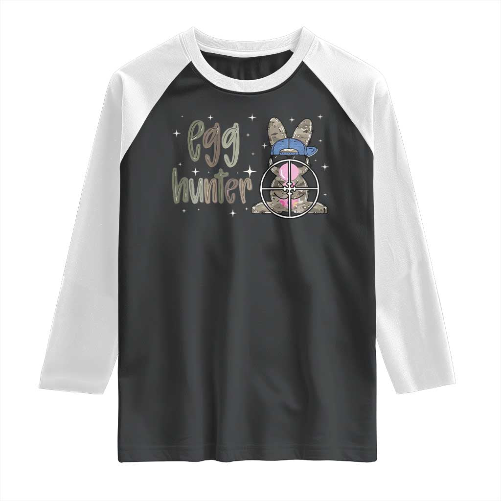 Funny Egg Hunter Raglan Shirt Bunny Hunting Backward Cap Camouflage TS11 Black White Print Your Wear