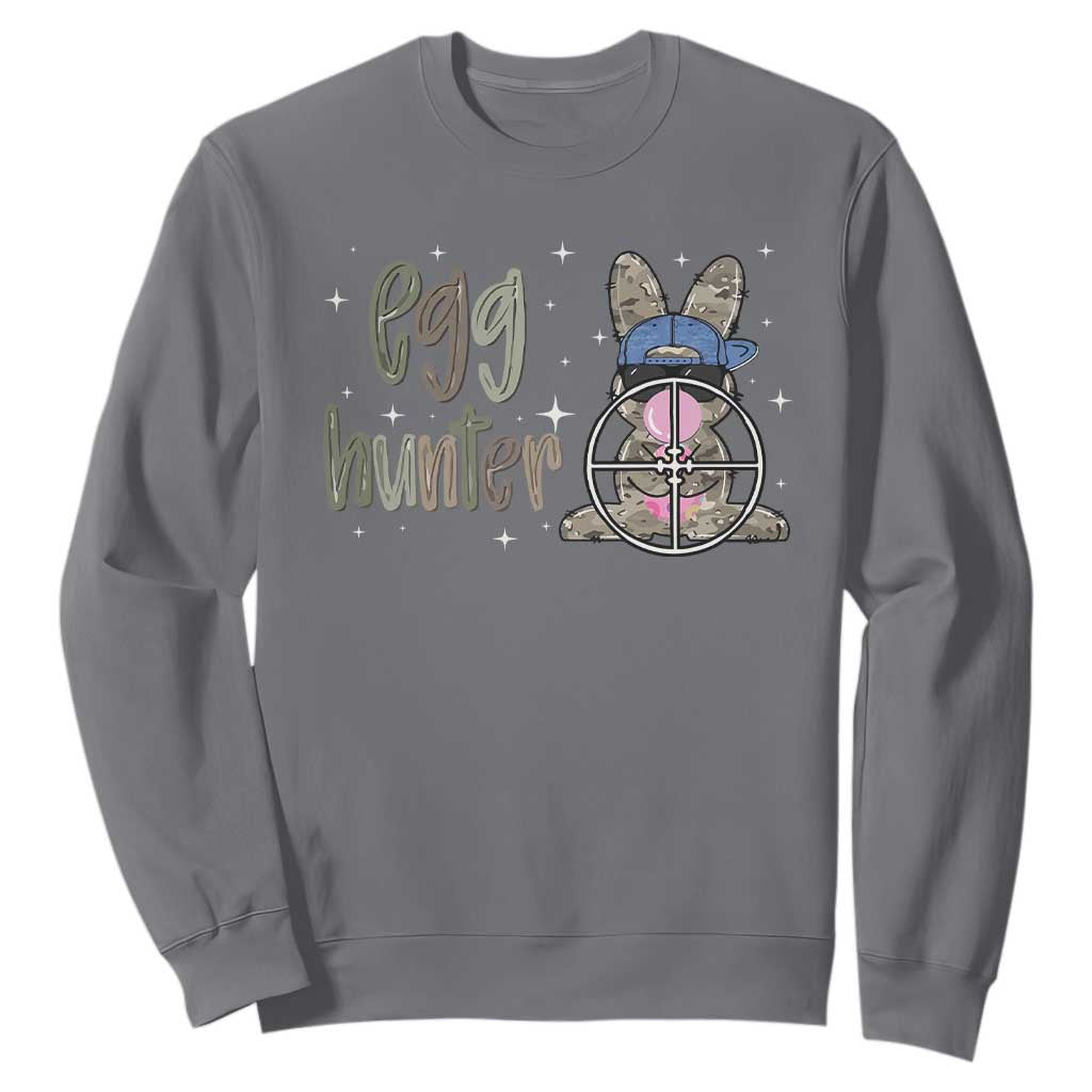 Funny Egg Hunter Sweatshirt Bunny Hunting Backward Cap Camouflage TS11 Charcoal Print Your Wear