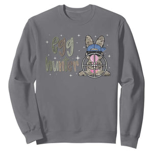 Funny Egg Hunter Sweatshirt Bunny Hunting Backward Cap Camouflage TS11 Charcoal Print Your Wear
