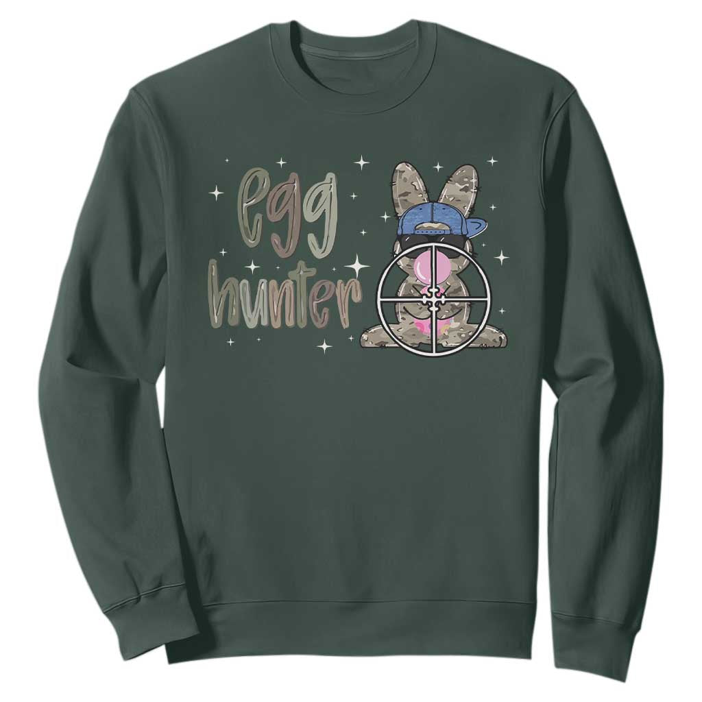 Funny Egg Hunter Sweatshirt Bunny Hunting Backward Cap Camouflage TS11 Dark Forest Green Print Your Wear