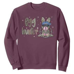 Funny Egg Hunter Sweatshirt Bunny Hunting Backward Cap Camouflage TS11 Maroon Print Your Wear