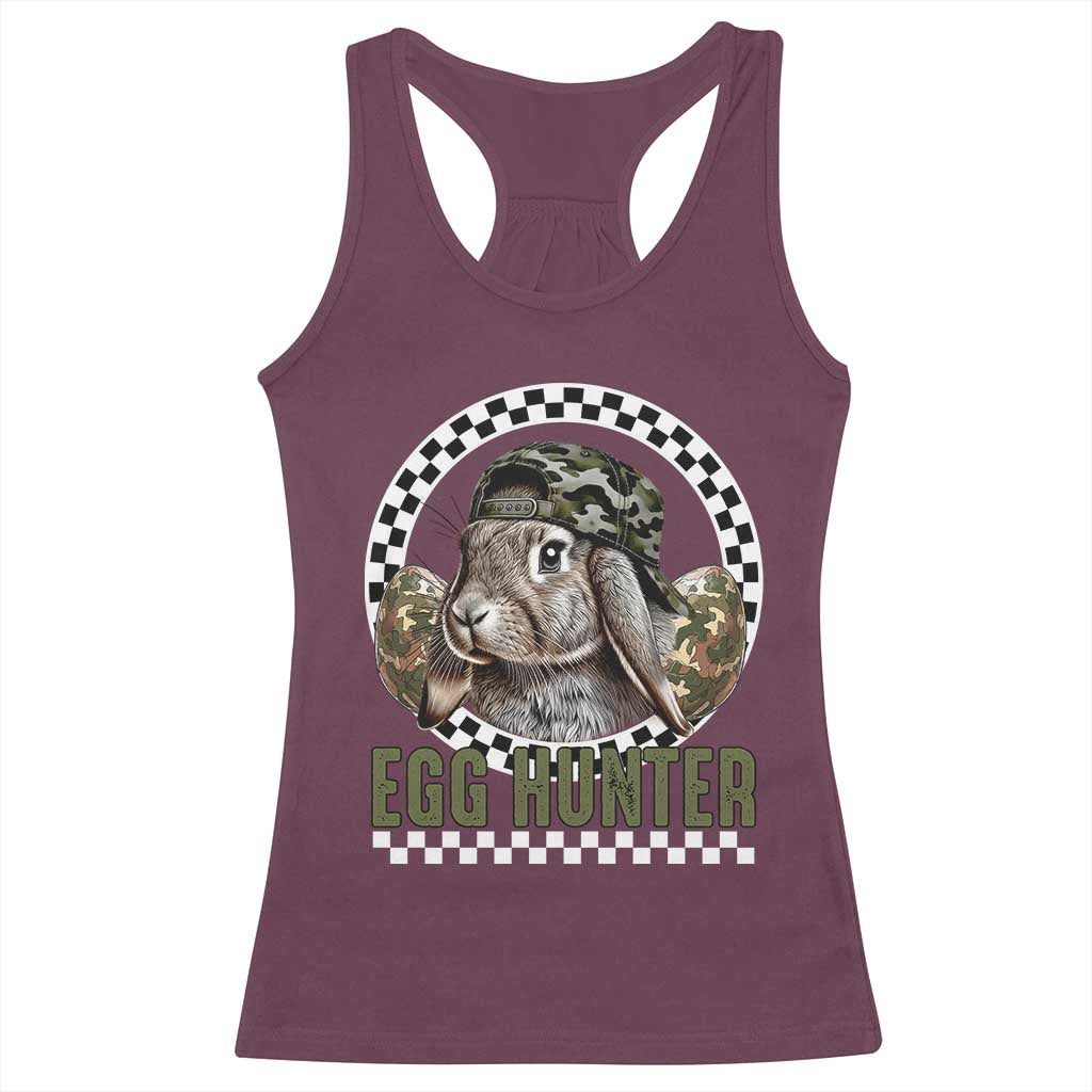 Funny Easter Day Egg Hunter Racerback Tank Top Bunny Hunting Camo Egg TS11 Maroon Print Your Wear