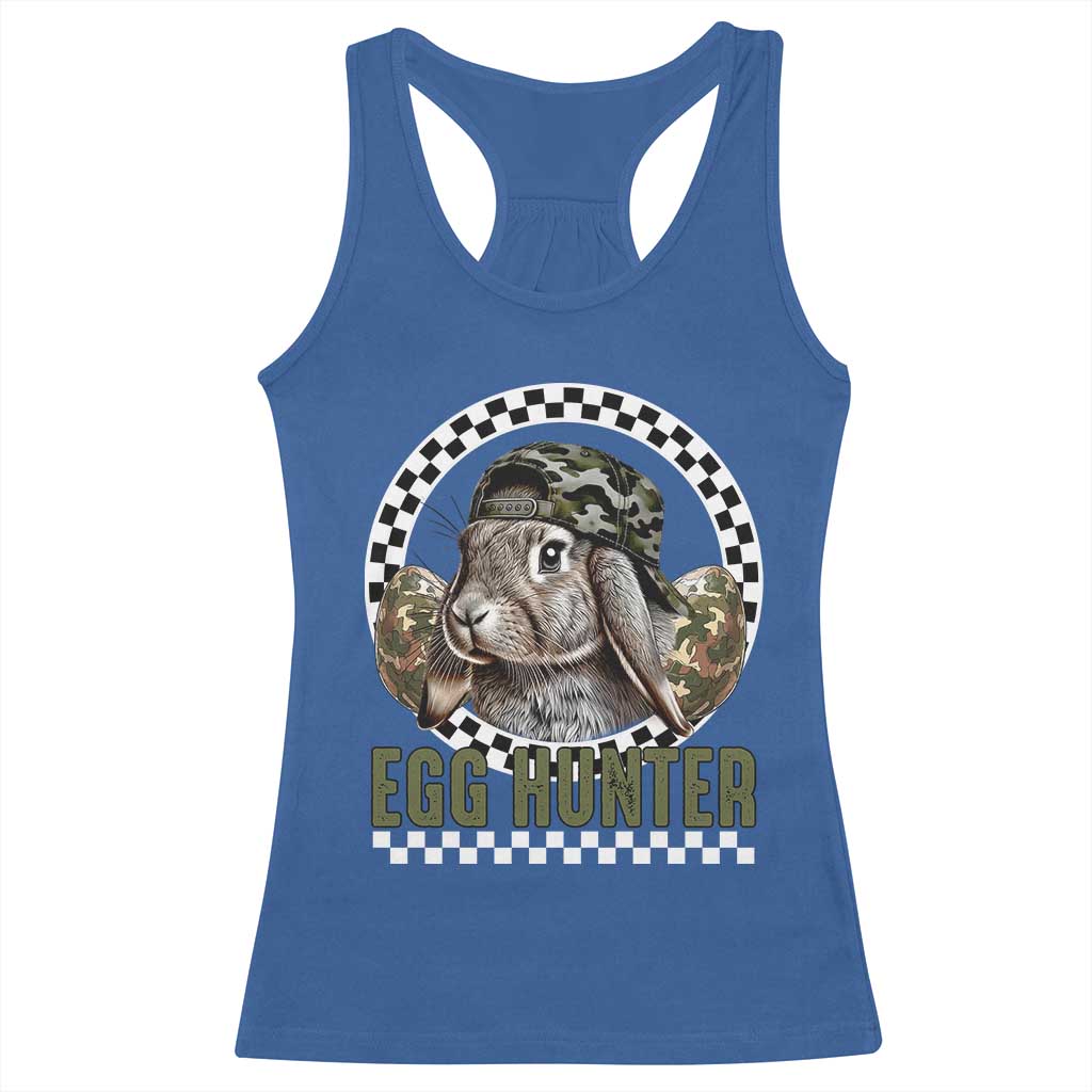 Funny Easter Day Egg Hunter Racerback Tank Top Bunny Hunting Camo Egg TS11 Royal Blue Print Your Wear