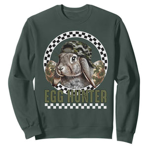 Funny Easter Day Egg Hunter Sweatshirt Bunny Hunting Camo Egg TS11 Dark Forest Green Print Your Wear