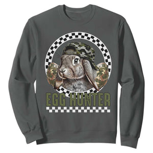 Funny Easter Day Egg Hunter Sweatshirt Bunny Hunting Camo Egg TS11 Dark Heather Print Your Wear