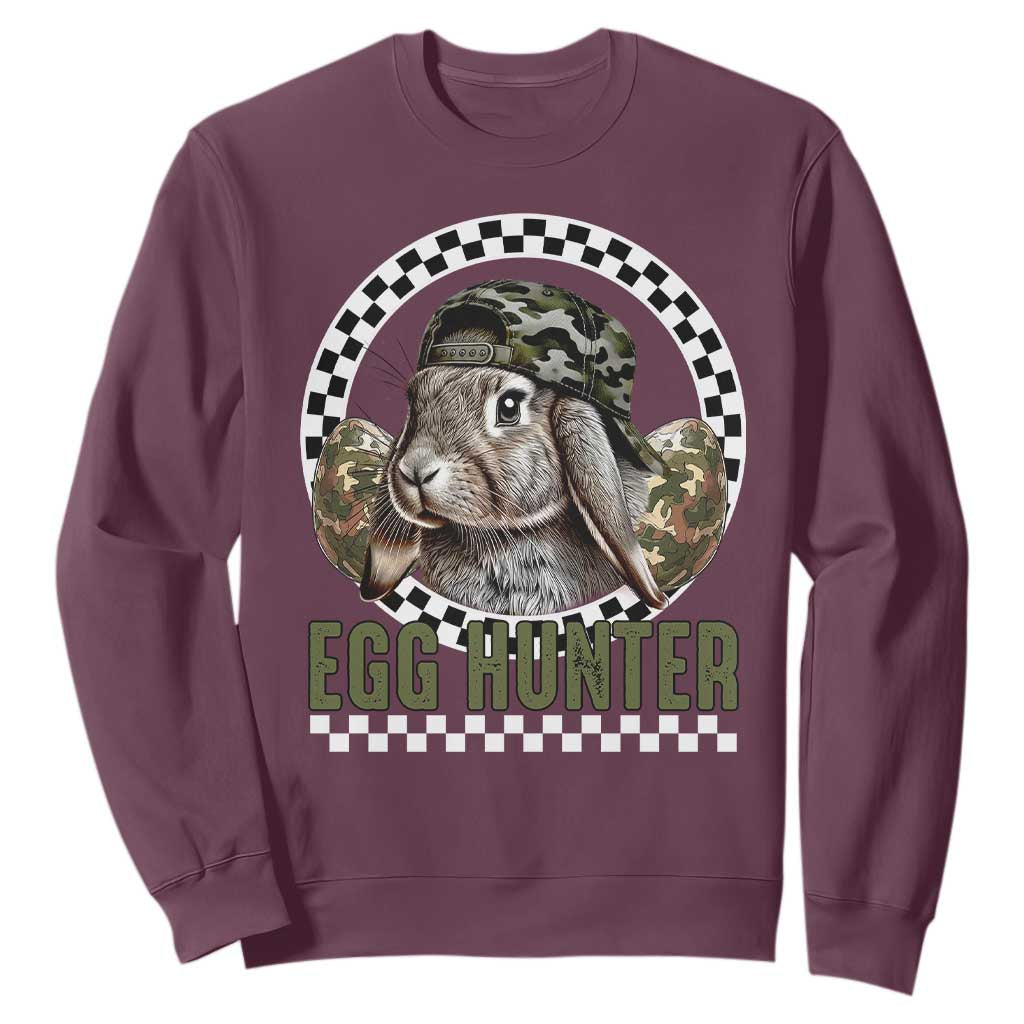 Funny Easter Day Egg Hunter Sweatshirt Bunny Hunting Camo Egg TS11 Maroon Print Your Wear