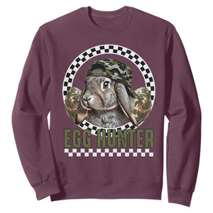Funny Easter Day Egg Hunter Sweatshirt Bunny Hunting Camo Egg TS11 Maroon Print Your Wear