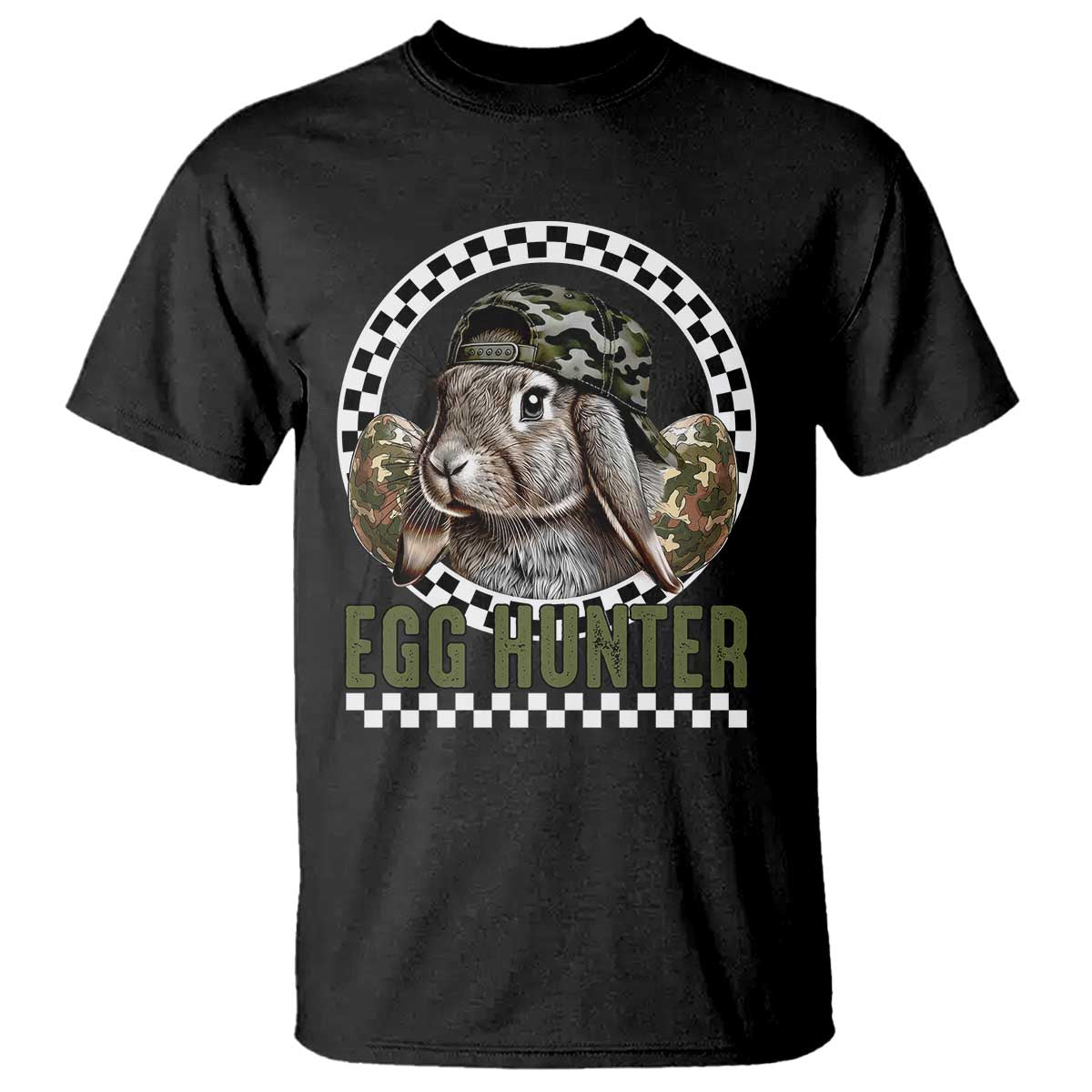 Funny Easter Day Egg Hunter T Shirt Bunny Hunting Camo Egg TS11 Black Print Your Wear