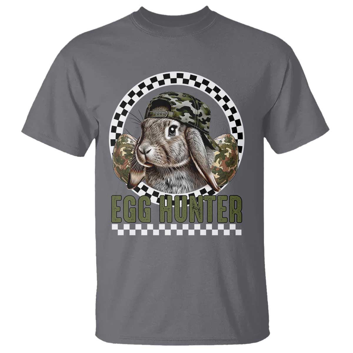 Funny Easter Day Egg Hunter T Shirt Bunny Hunting Camo Egg TS11 Charcoal Print Your Wear