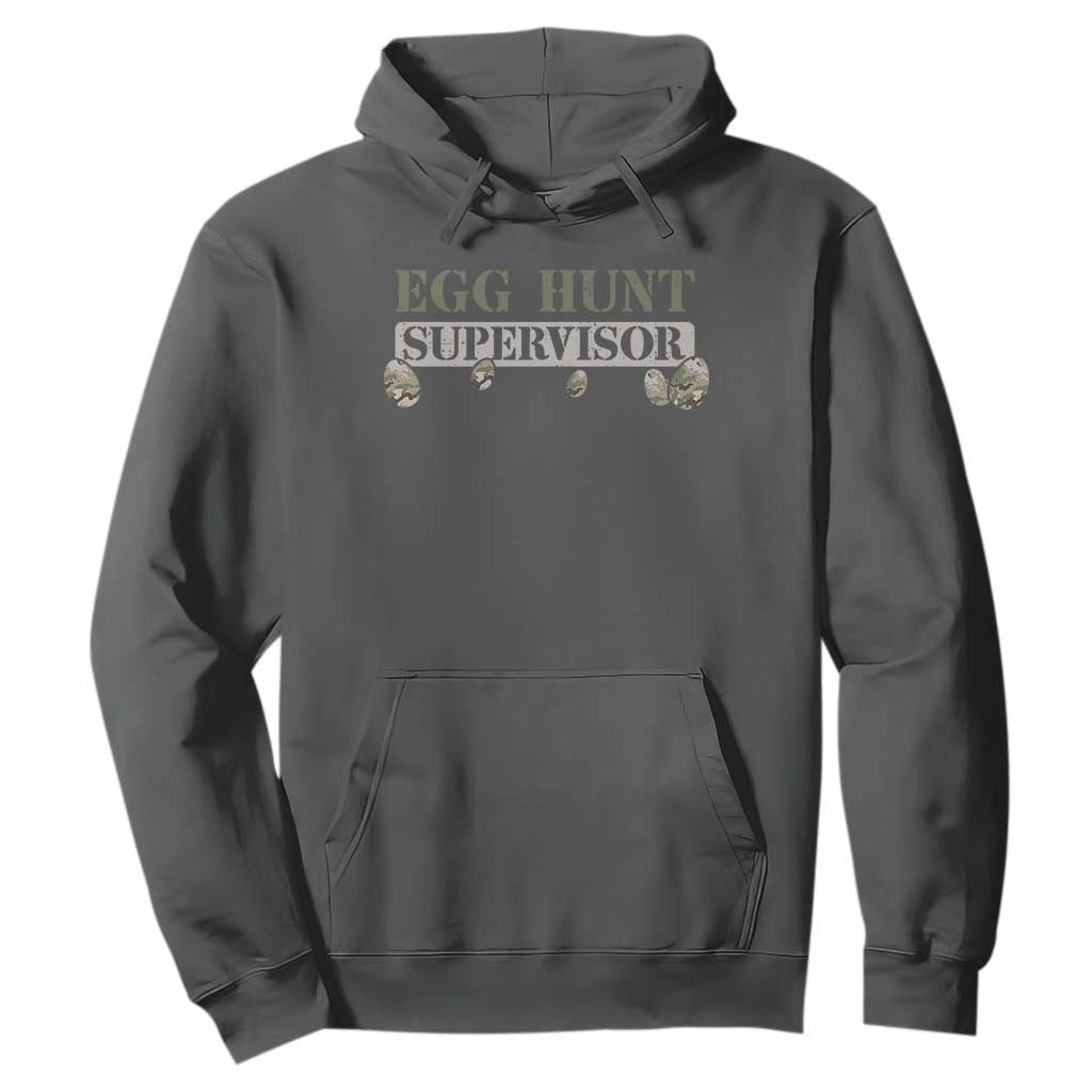 Funny Easter Egg Hunt Supervisor Hoodie Camouflage Camo Egg Hunting Easter Day TS11 Dark Heather Print Your Wear
