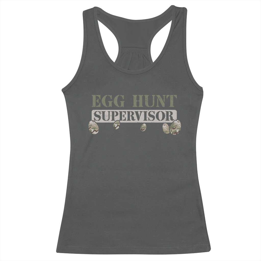 Funny Easter Egg Hunt Supervisor Racerback Tank Top Camouflage Camo Egg Hunting Easter Day TS11 Dark Heather Print Your Wear