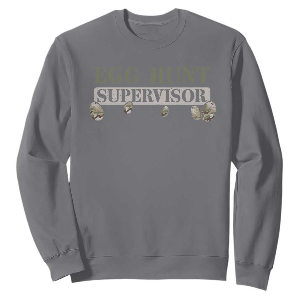 Funny Easter Egg Hunt Supervisor Sweatshirt Camouflage Camo Egg Hunting Easter Day TS11 Charcoal Print Your Wear