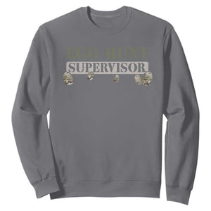 Funny Easter Egg Hunt Supervisor Sweatshirt Camouflage Camo Egg Hunting Easter Day TS11 Charcoal Print Your Wear