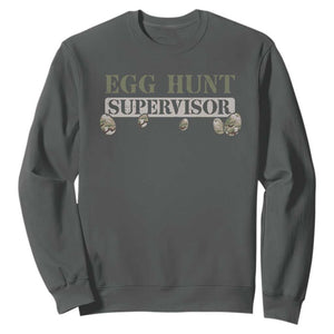 Funny Easter Egg Hunt Supervisor Sweatshirt Camouflage Camo Egg Hunting Easter Day TS11 Dark Heather Print Your Wear