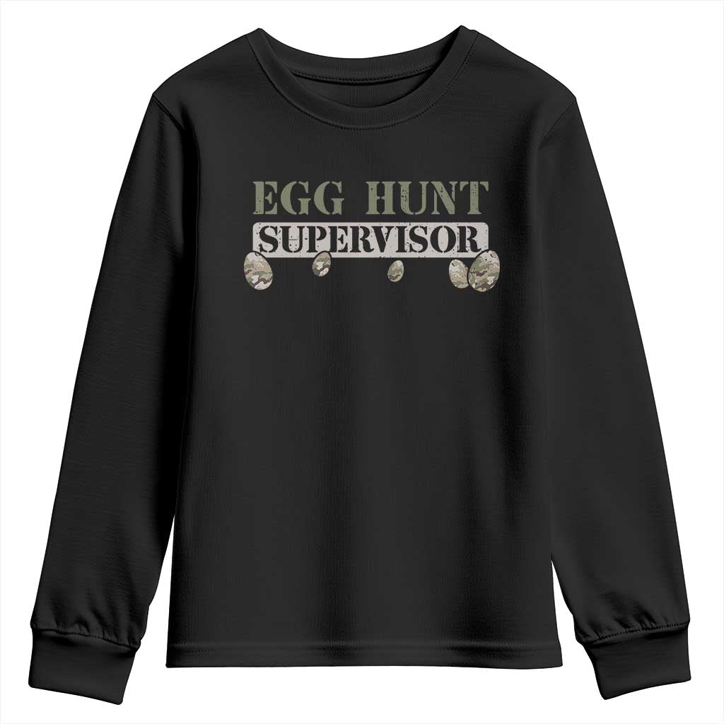 Funny Easter Egg Hunt Supervisor Youth Sweatshirt Camouflage Camo Egg Hunting Easter Day TS11 Black Print Your Wear