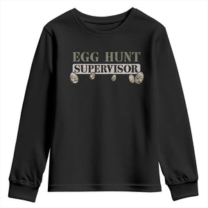 Funny Easter Egg Hunt Supervisor Youth Sweatshirt Camouflage Camo Egg Hunting Easter Day TS11 Black Print Your Wear