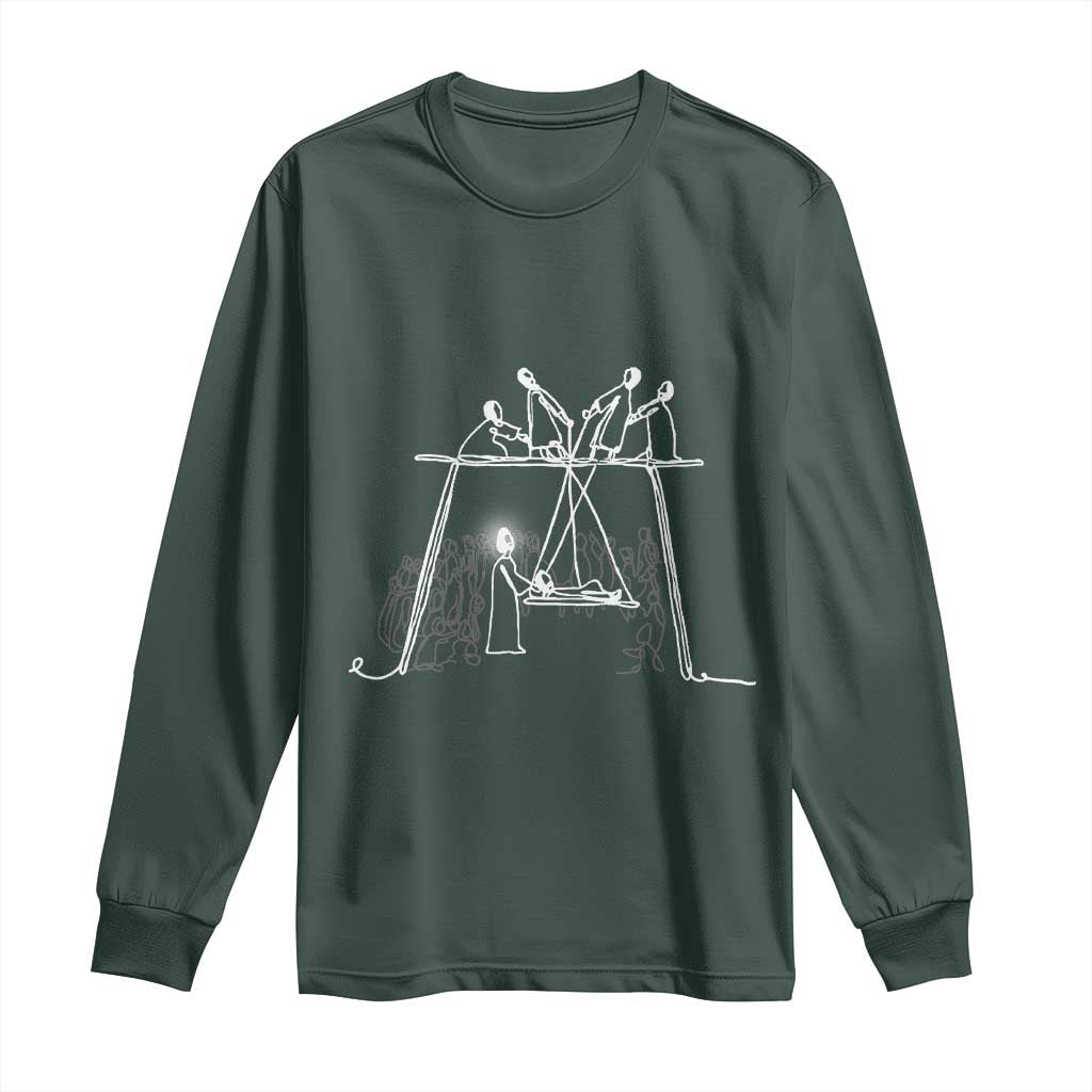 Paralyzed Man Christian Religious Jesus Healing Long Sleeve Shirt TS11 Dark Forest Green Print Your Wear