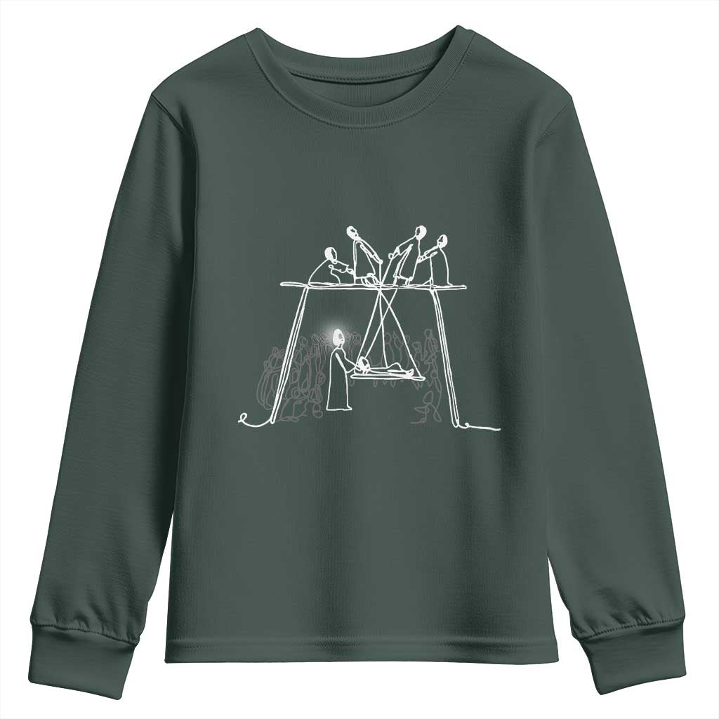 Paralyzed Man Christian Religious Jesus Healing Youth Sweatshirt TS11 Dark Forest Green Print Your Wear