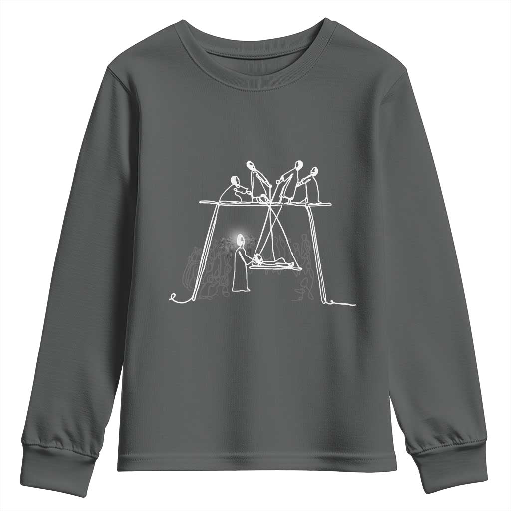 Paralyzed Man Christian Religious Jesus Healing Youth Sweatshirt TS11 Dark Heather Print Your Wear
