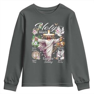 Religious Christian Easter Holy Week Christ Jesus Youth Sweatshirt TS11 Dark Heather Print Your Wear