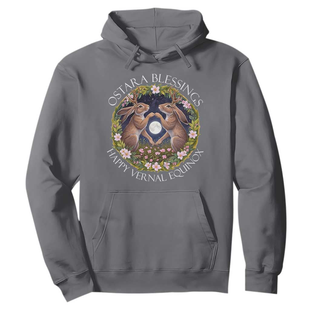 Ostara Blessings Happy Vernal Equinox Hoodie Ostara Pagan Eostre Easter Day Wolpertinger TS11 Charcoal Print Your Wear
