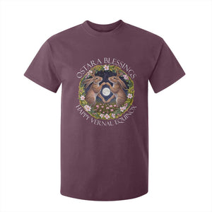 Ostara Blessings Happy Vernal Equinox T Shirt For Kid Ostara Pagan Eostre Easter Day Wolpertinger TS11 Maroon Print Your Wear
