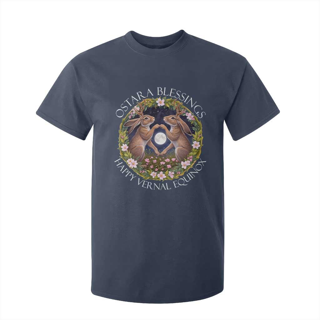 Ostara Blessings Happy Vernal Equinox T Shirt For Kid Ostara Pagan Eostre Easter Day Wolpertinger TS11 Navy Print Your Wear