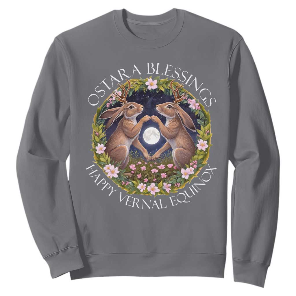 Ostara Blessings Happy Vernal Equinox Sweatshirt Ostara Pagan Eostre Easter Day Wolpertinger TS11 Charcoal Print Your Wear