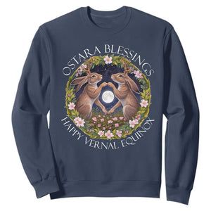 Ostara Blessings Happy Vernal Equinox Sweatshirt Ostara Pagan Eostre Easter Day Wolpertinger TS11 Navy Print Your Wear