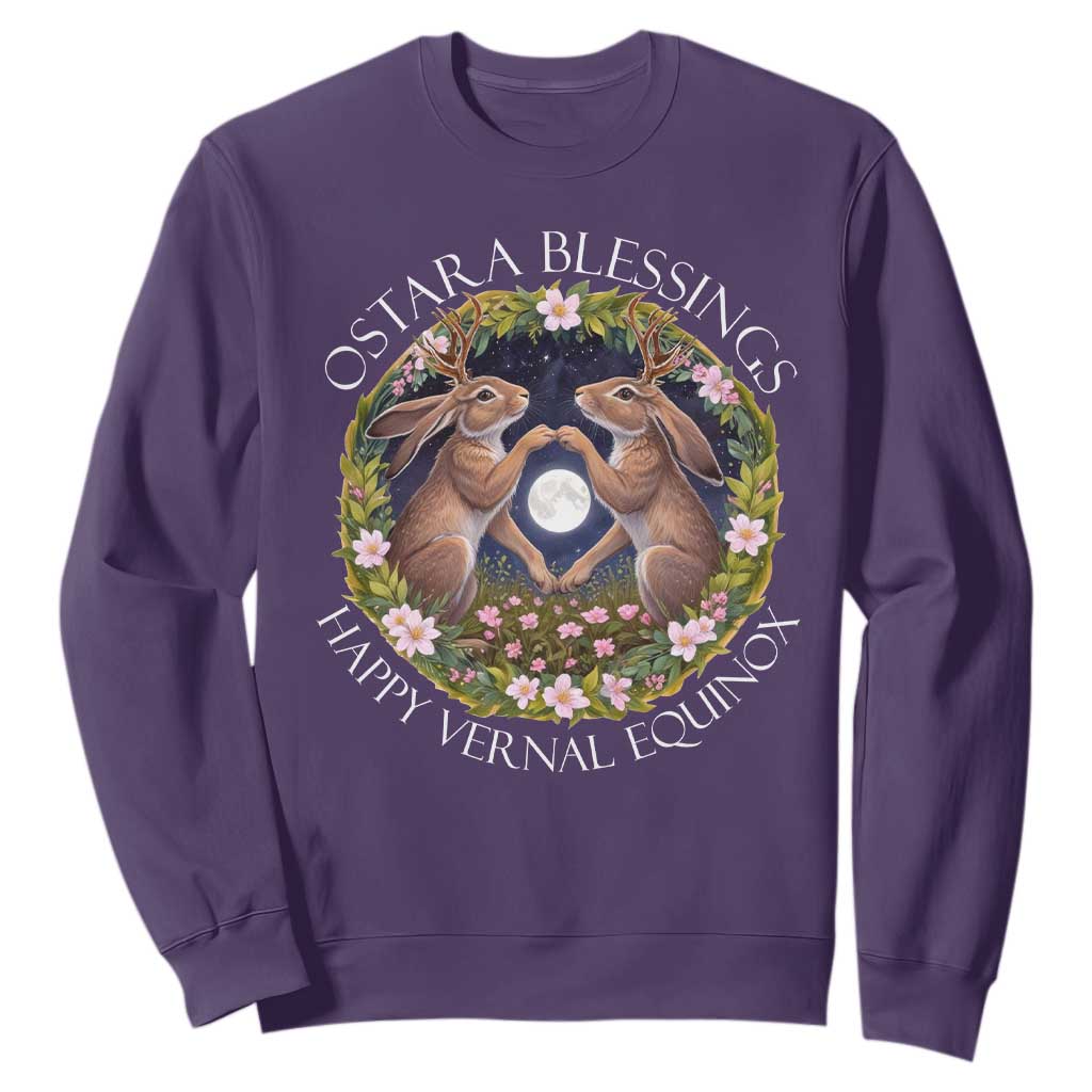 Ostara Blessings Happy Vernal Equinox Sweatshirt Ostara Pagan Eostre Easter Day Wolpertinger TS11 Purple Print Your Wear