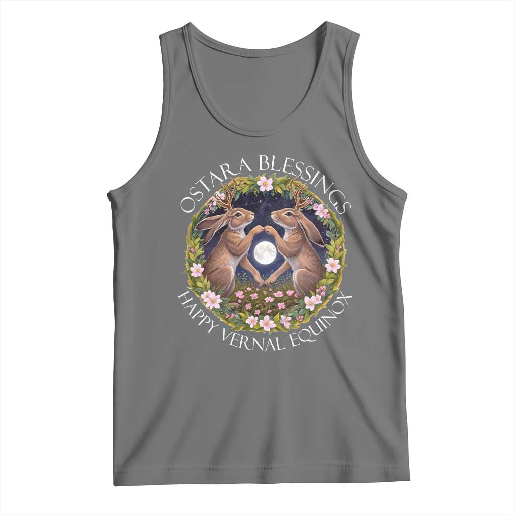 Ostara Blessings Happy Vernal Equinox Tank Top Ostara Pagan Eostre Easter Day Wolpertinger TS11 Black Heather Print Your Wear