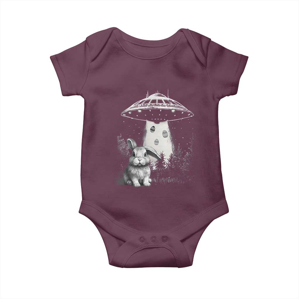 Funny Easter Day UFO Bunny Alien Eggs Baby Onesie TS11 Maroon Print Your Wear