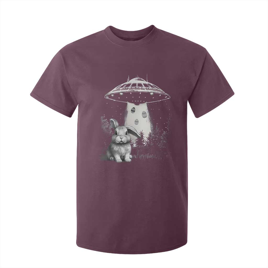 Funny Easter Day UFO Bunny Alien Eggs T Shirt For Kid TS11 Maroon Print Your Wear
