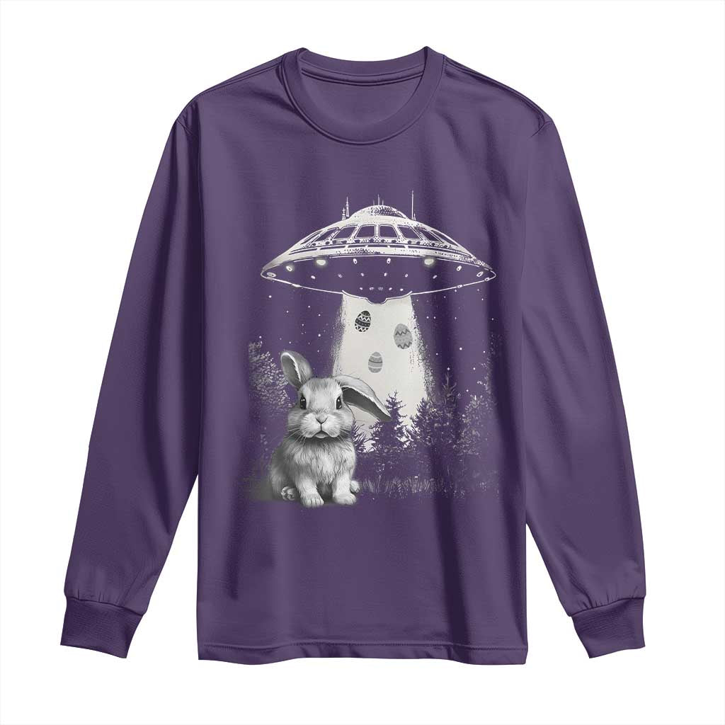 Funny Easter Day UFO Bunny Alien Eggs Long Sleeve Shirt TS11 Purple Print Your Wear