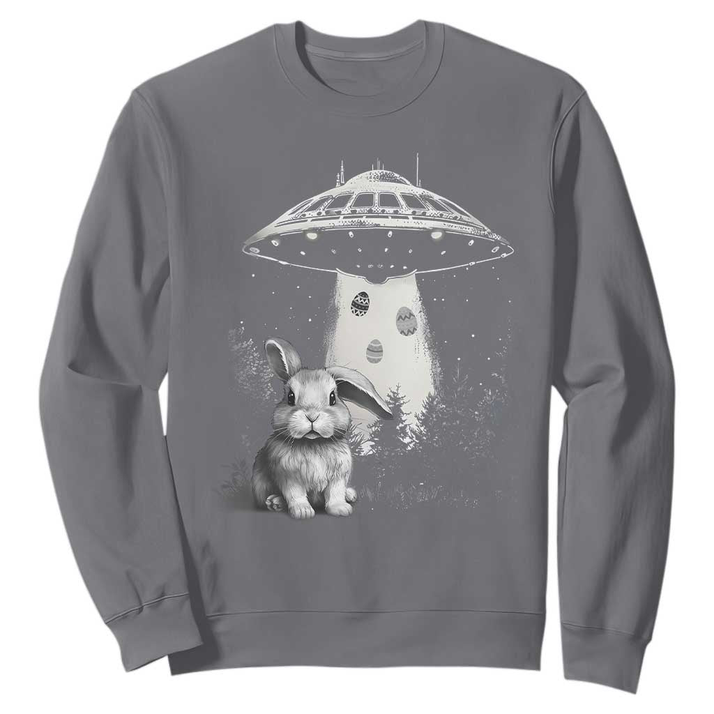 Funny Easter Day UFO Bunny Alien Eggs Sweatshirt TS11 Charcoal Print Your Wear