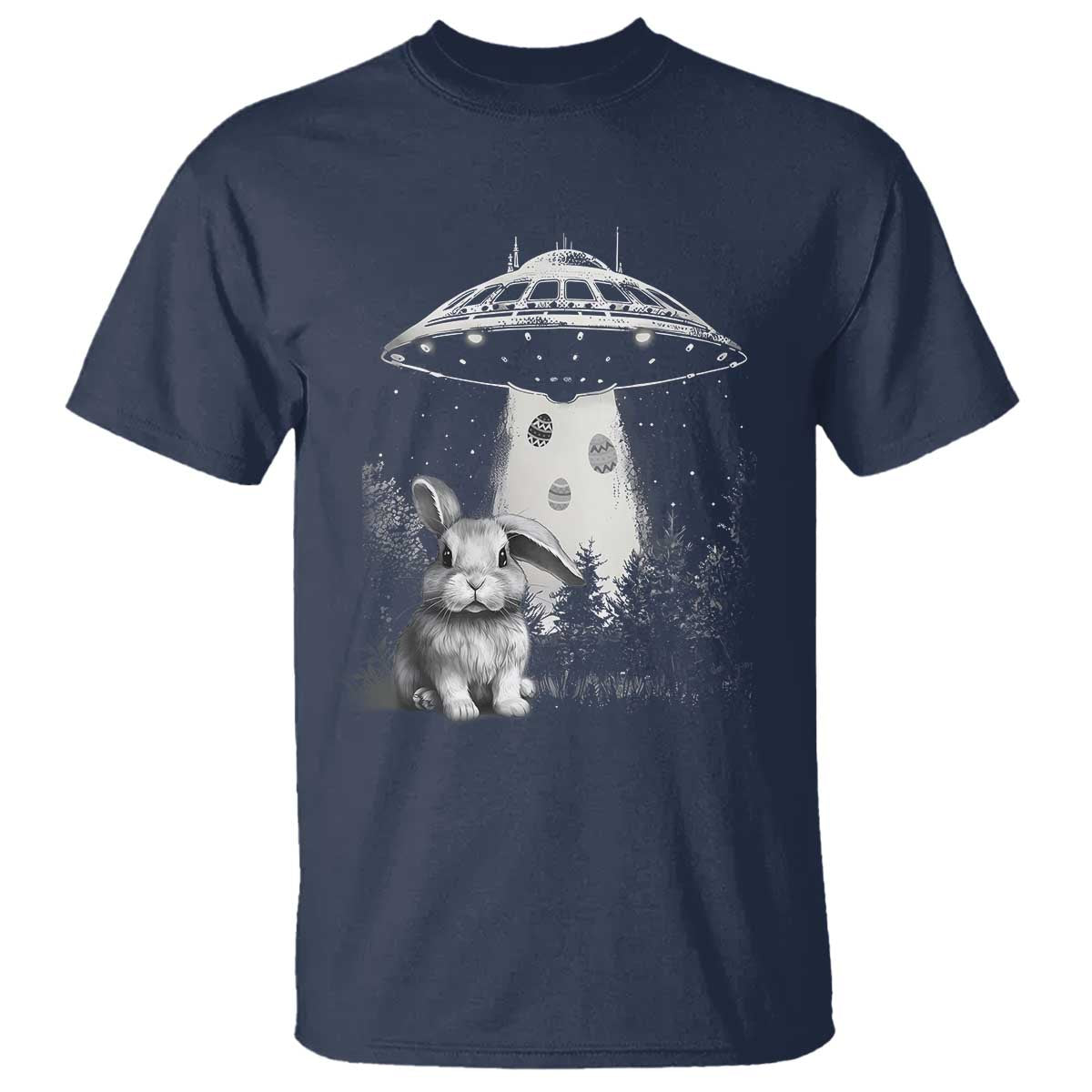 Funny Easter Day UFO Bunny Alien Eggs T Shirt TS11 Navy Print Your Wear
