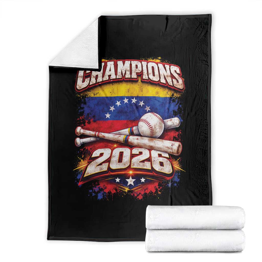 Venezuela Champions 2026 Baseball Lover Venezuelan Flag Throw Blanket TS11 Black Print Your Wear