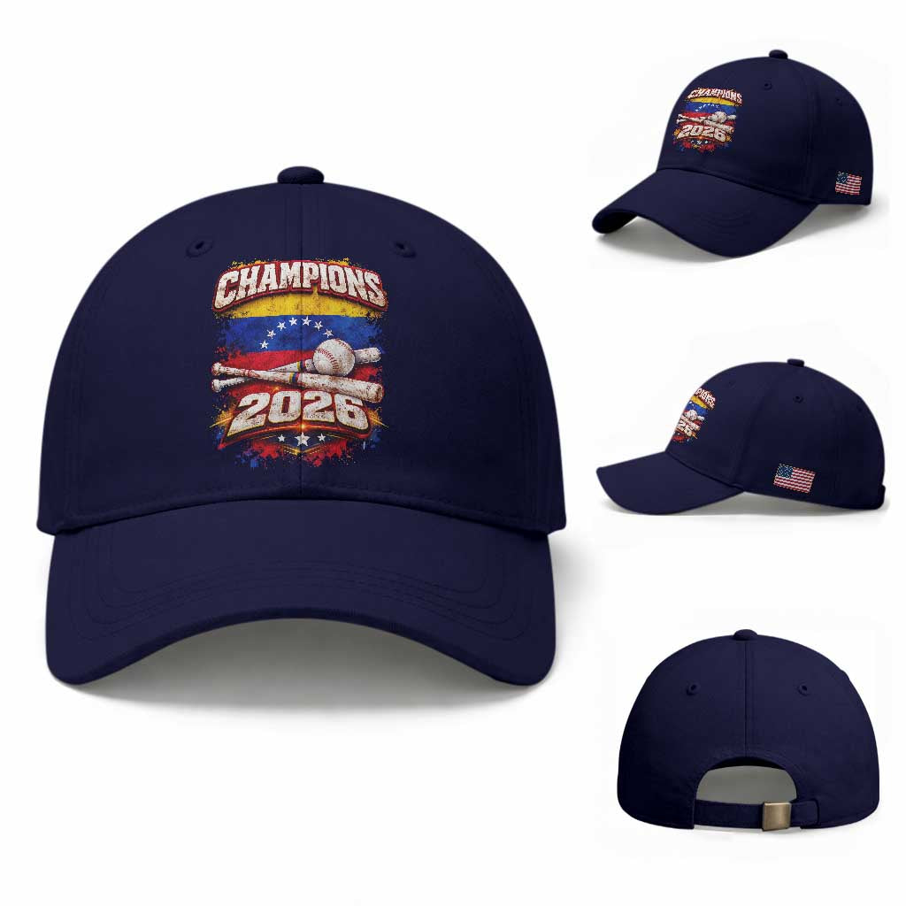 Venezuela Champions 2026 Baseball Lover Venezuelan Flag Baseball Cap TS11 Baseball Cap Universal Fit Dark Blue Print Your Wear