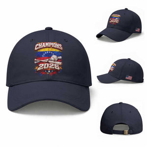 Venezuela Champions 2026 Baseball Lover Venezuelan Flag Baseball Cap TS11 Baseball Cap Universal Fit Navy Print Your Wear