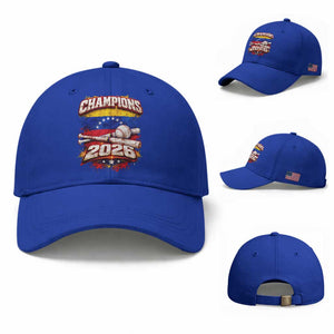Venezuela Champions 2026 Baseball Lover Venezuelan Flag Baseball Cap TS11 Baseball Cap Universal Fit Royal Blue Print Your Wear