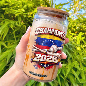Venezuela Champions 2026 Baseball Lover Venezuelan Flag Glass Can TS11 Black Print Your Wear